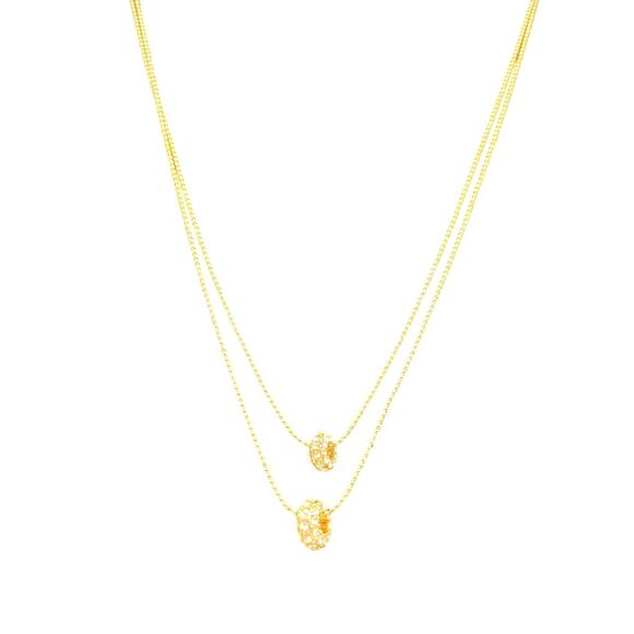 A'Gaci Goldtone Necklace and Earrings Set Circle Bling Charms 10 inches Long - Picture 3 of 5